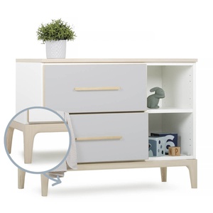 Petit meuble 2 tiroirs 2 niches NADO Curve finition frêne manhattan grey