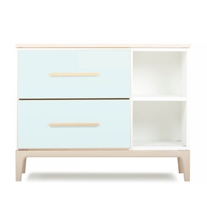 Petit meuble 2 tiroirs 2 niches NADO Curve finition frêne mint