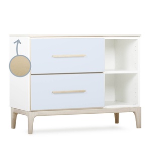 Petit meuble 2 tiroirs 2 niches NADO Curve finition frêne sky blue