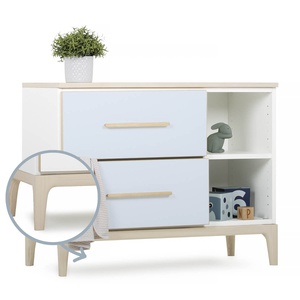 Petit meuble 2 tiroirs 2 niches NADO Curve finition frêne sky blue