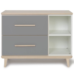 Petit meuble 2 tiroirs 2 niches NADO Retro finition frêne slate grey