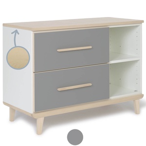 Petit meuble 2 tiroirs 2 niches NADO Retro finition frêne slate grey