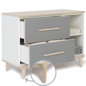Petit meuble 2 tiroirs 2 niches NADO Retro finition frêne slate grey