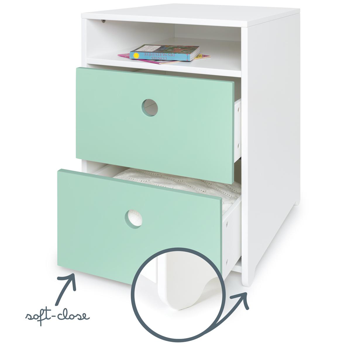 Petit meuble 2 tiroirs COLORFLEX Abitare Kids façades tiroirs mint 