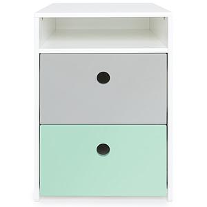 Petit meuble 2 tiroirs COLORFLEX Abitare Kids façades tiroirs pearl grey-mint 