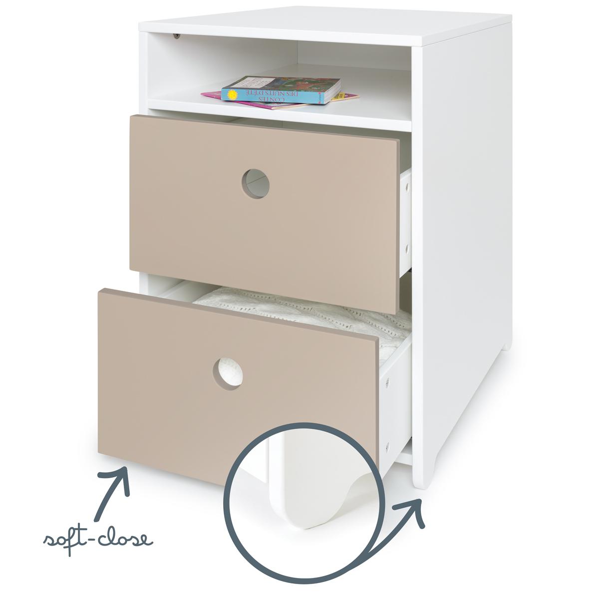Petit meuble 2 tiroirs COLORFLEX Abitare Kids façades tiroirs warm grey