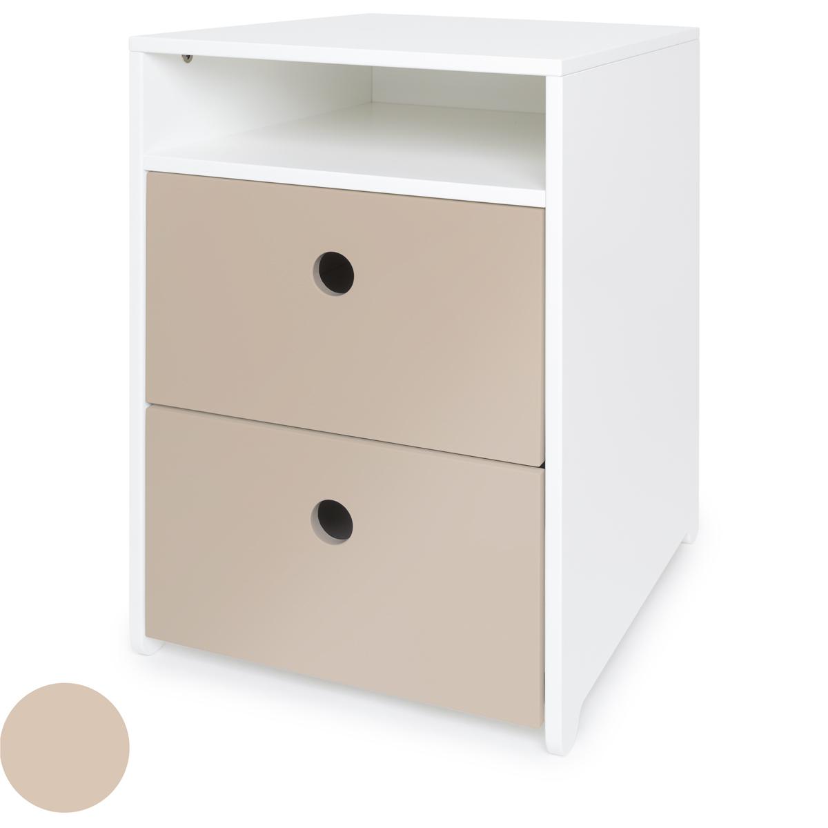 Petit meuble 2 tiroirs COLORFLEX Abitare Kids façades tiroirs warm grey
