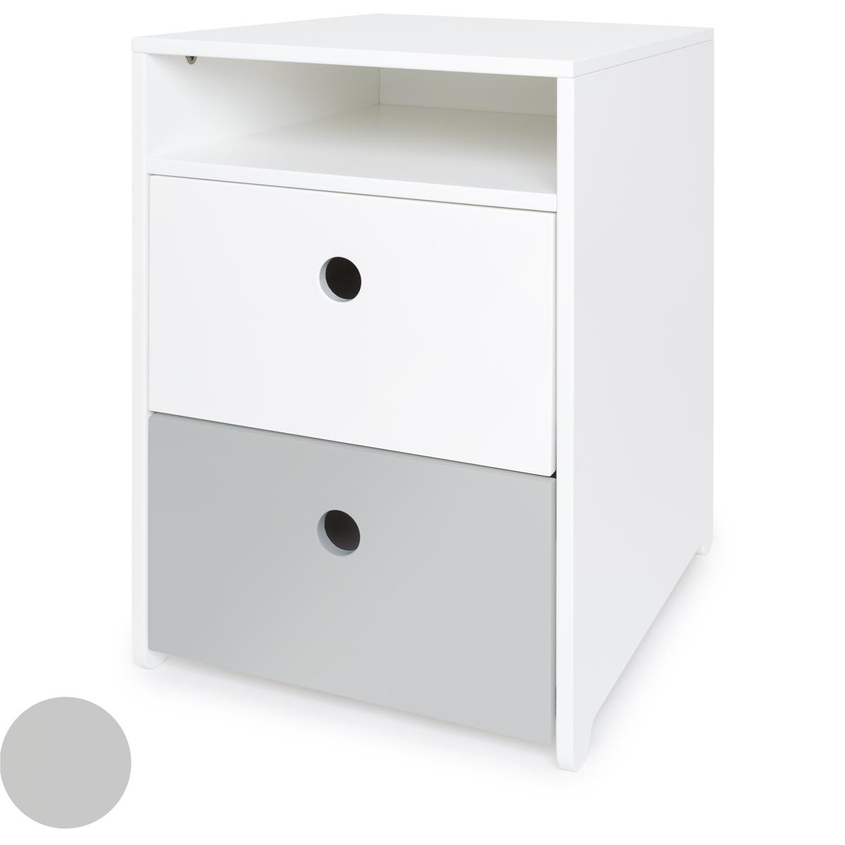 Petit meuble 2 tiroirs COLORFLEX Abitare Kids façades tiroirs white-pearl grey 