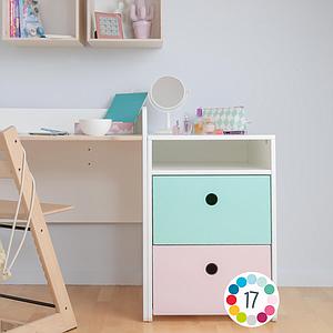 Petit meuble 2 tiroirs COLORFLEX Abitare Kids façades tiroirs white-pearl grey 