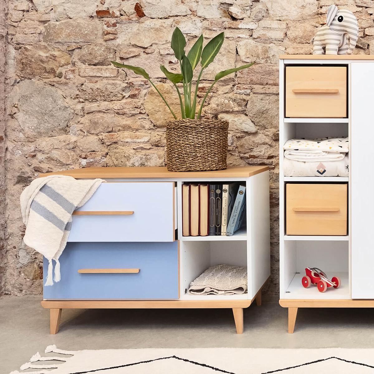 Petit meuble 2 tiroirs NADO sky blue-capri blue