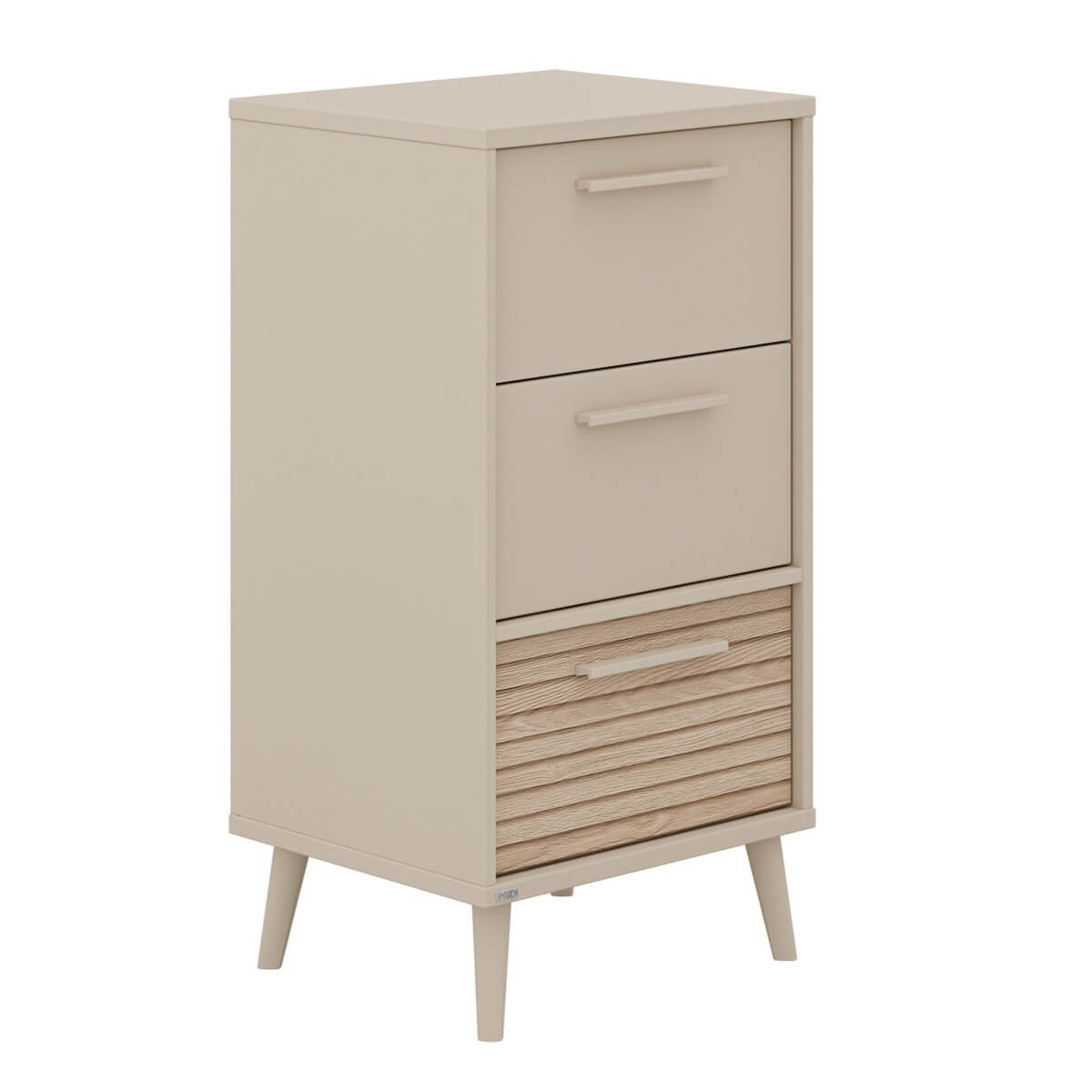 Petit meuble 3 tiroirs EEFJE Paidi Beige cashmere-chêne