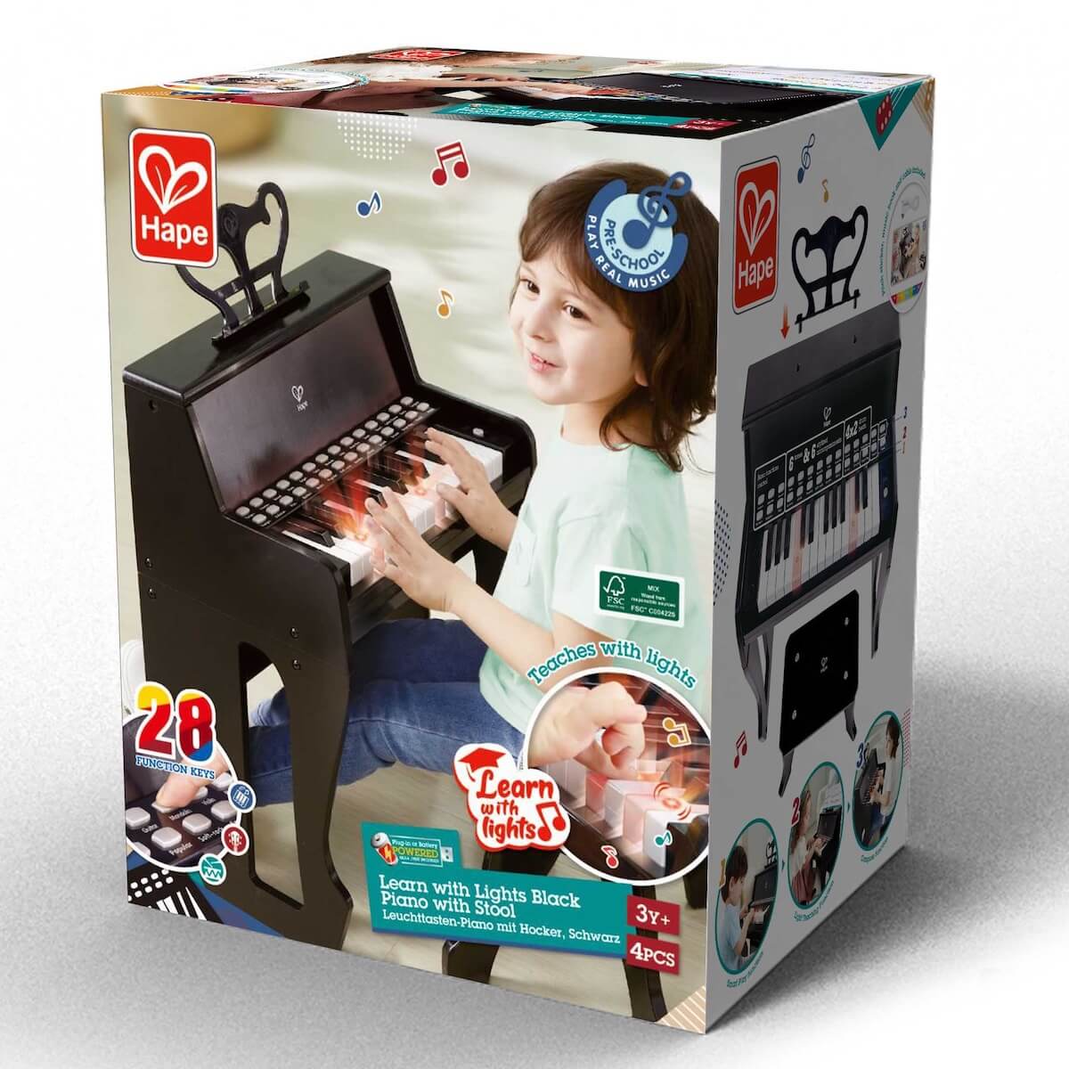 Piano droit avec apprentissage interactif noir