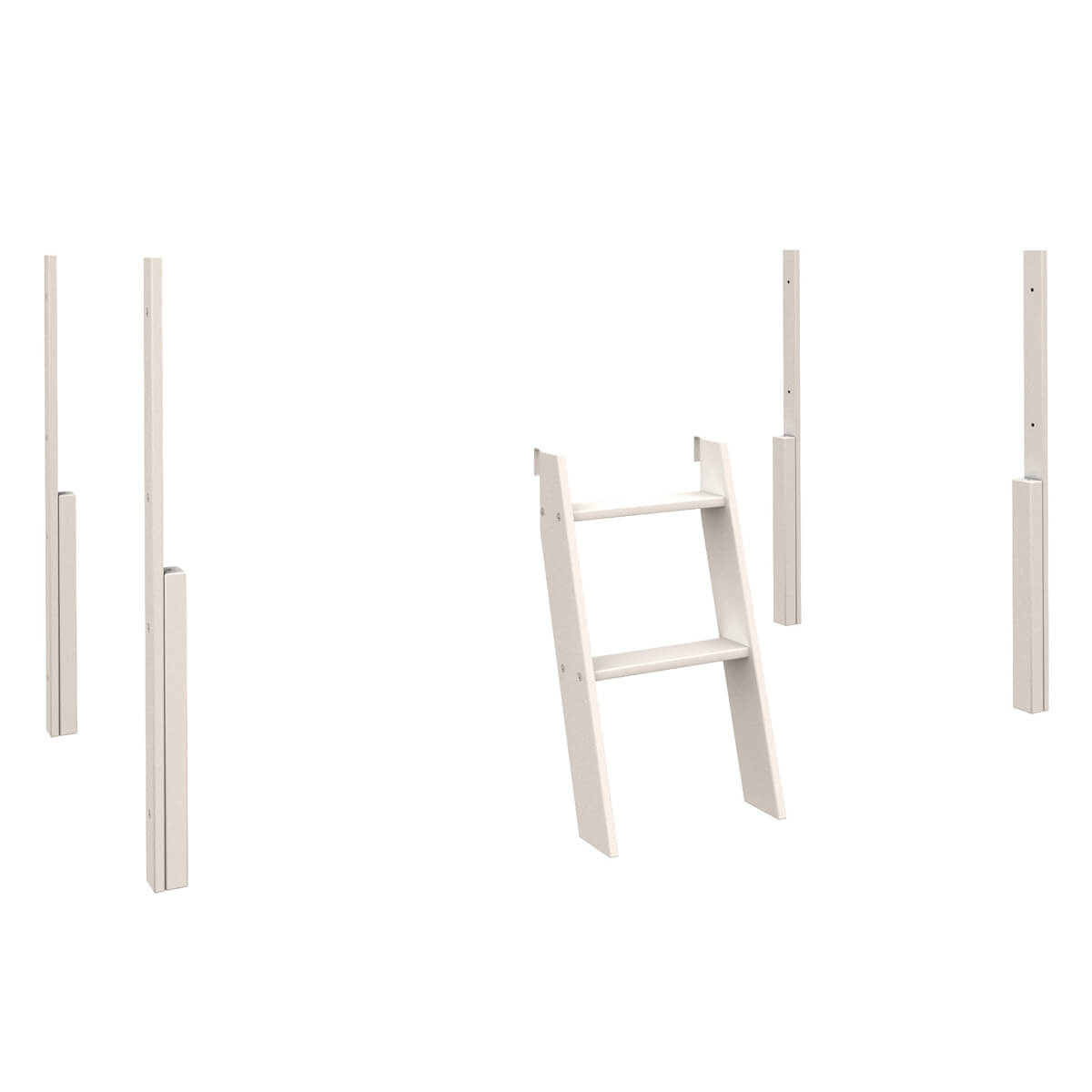 Piètements-structure lit mi-hauteur KASVA hêtre laqué blanc