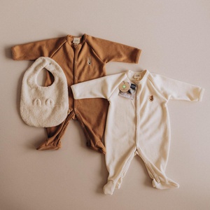 Pijama TEDDY bordado 50-56cm Wooly Organic natural crudo