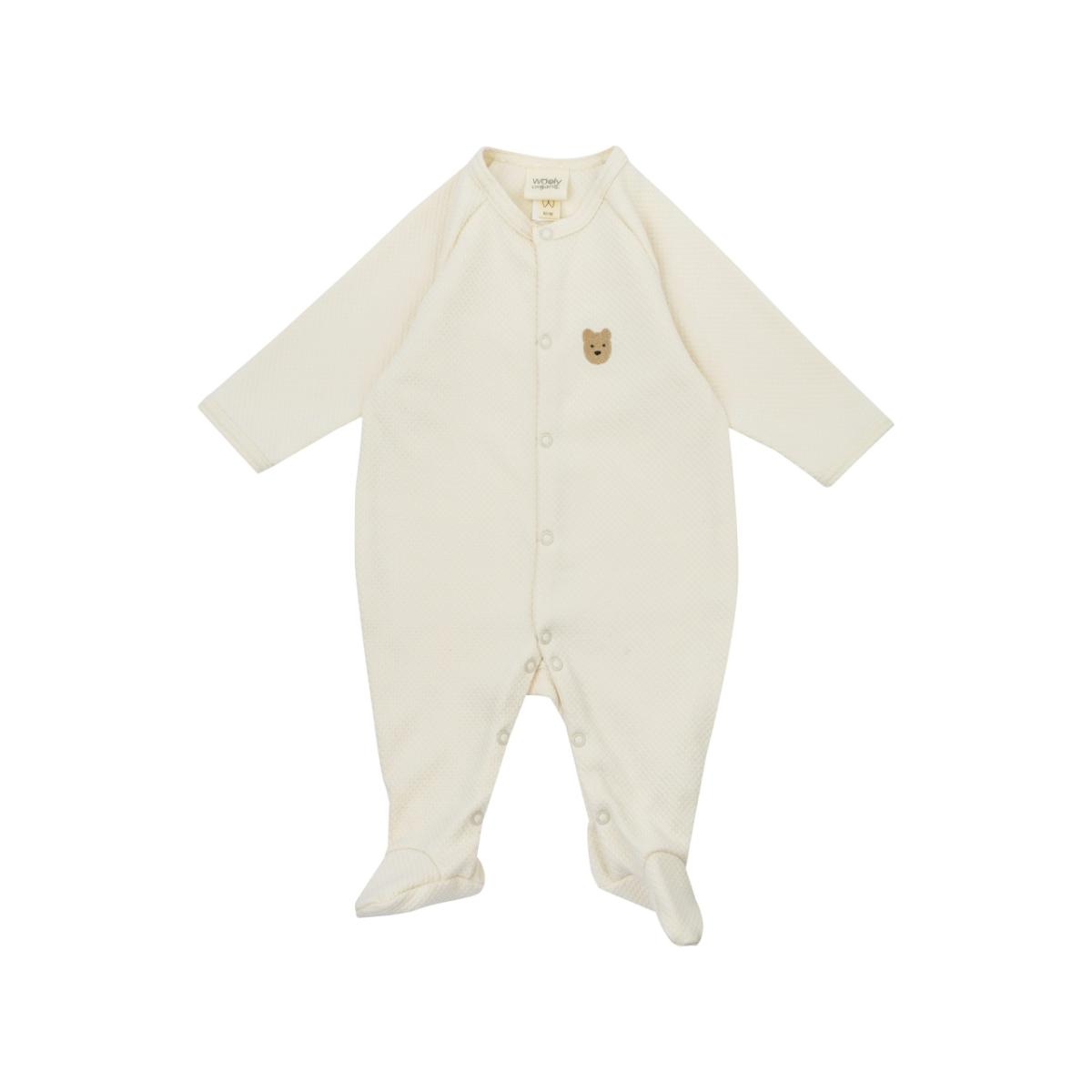 Pijama TEDDY bordado 62-68cm Wooly Organic natural crudo