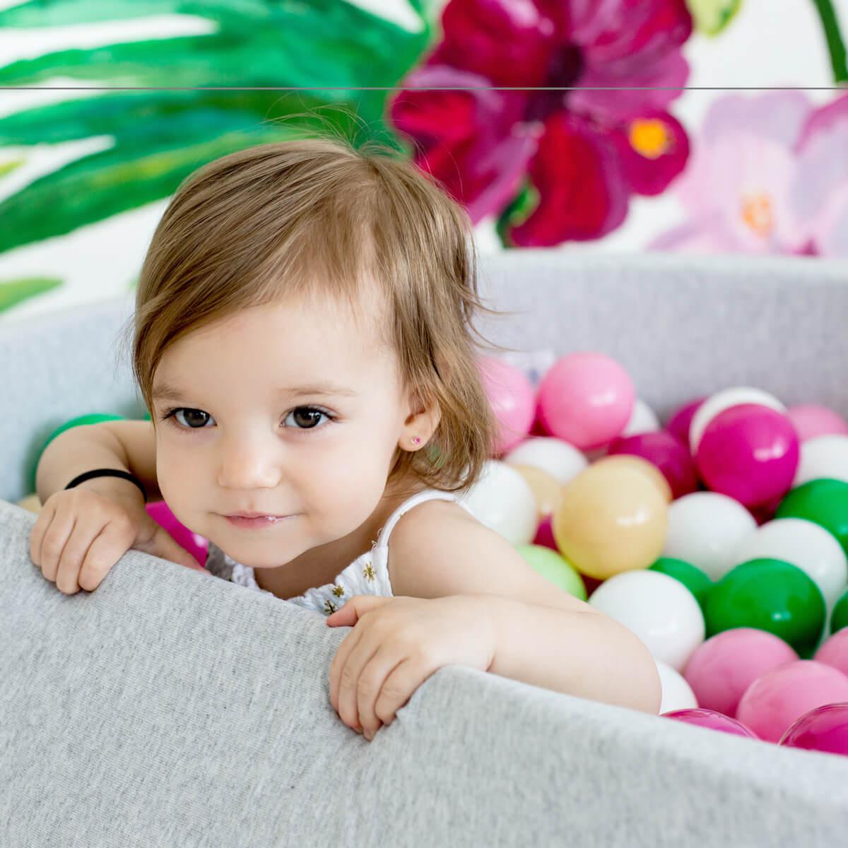 Piscine 200 boules  LIGHT GREY Minibe blanc-gris claro-mint