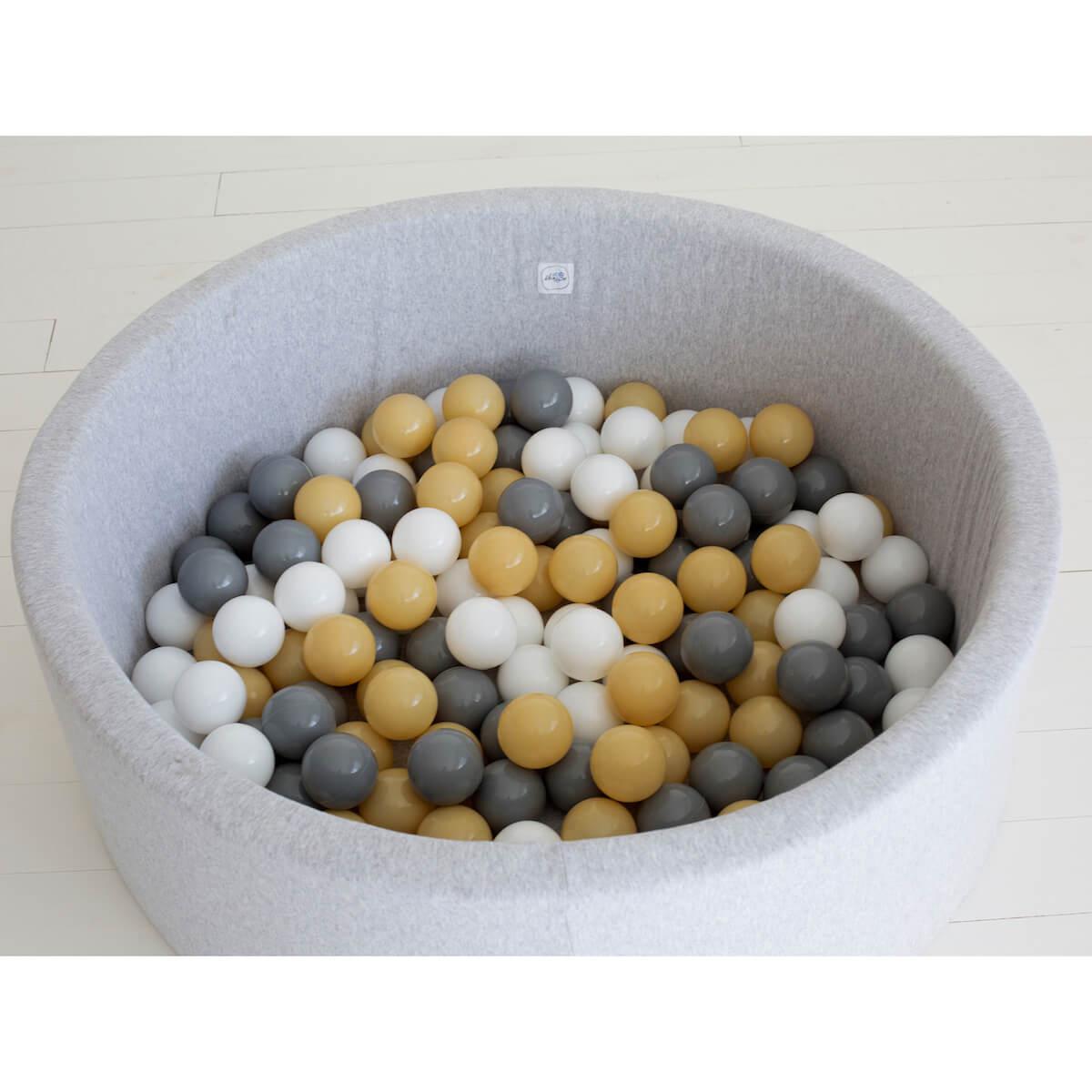Piscine 200 boules LIGHT GREY Minibe blanc-gris claro-mostaza