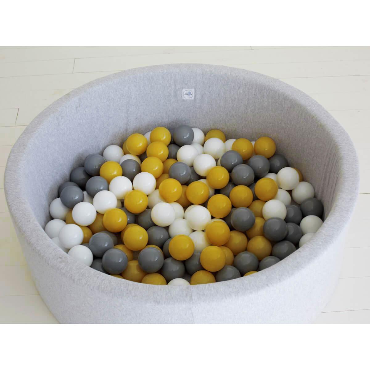 Piscine 200 boules LIGHT GREY Minibe blanc-gris claro-mostaza