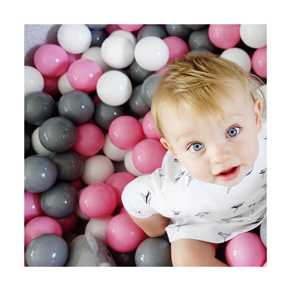 Piscine 200 boules LIGHT GREY Minibe powder pink-gris-blanc