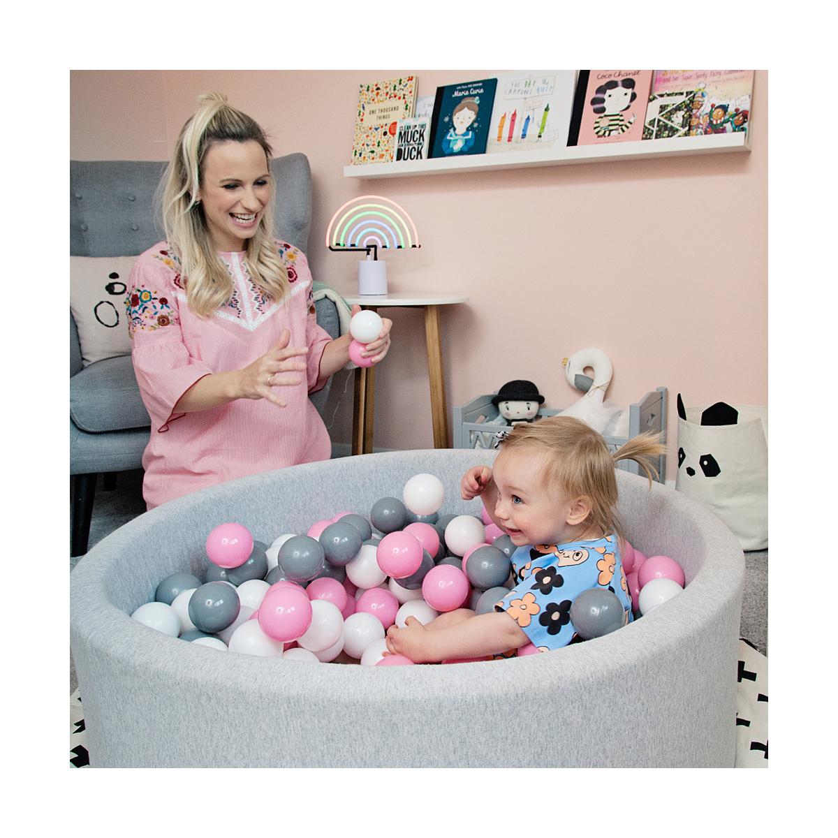 Piscine 200 boules LIGHT GREY Minibe powder pink-gris-blanc