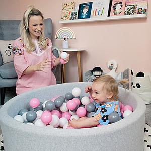 Piscine 200 boules LIGHT GREY Minibe powder pink-gris-blanc