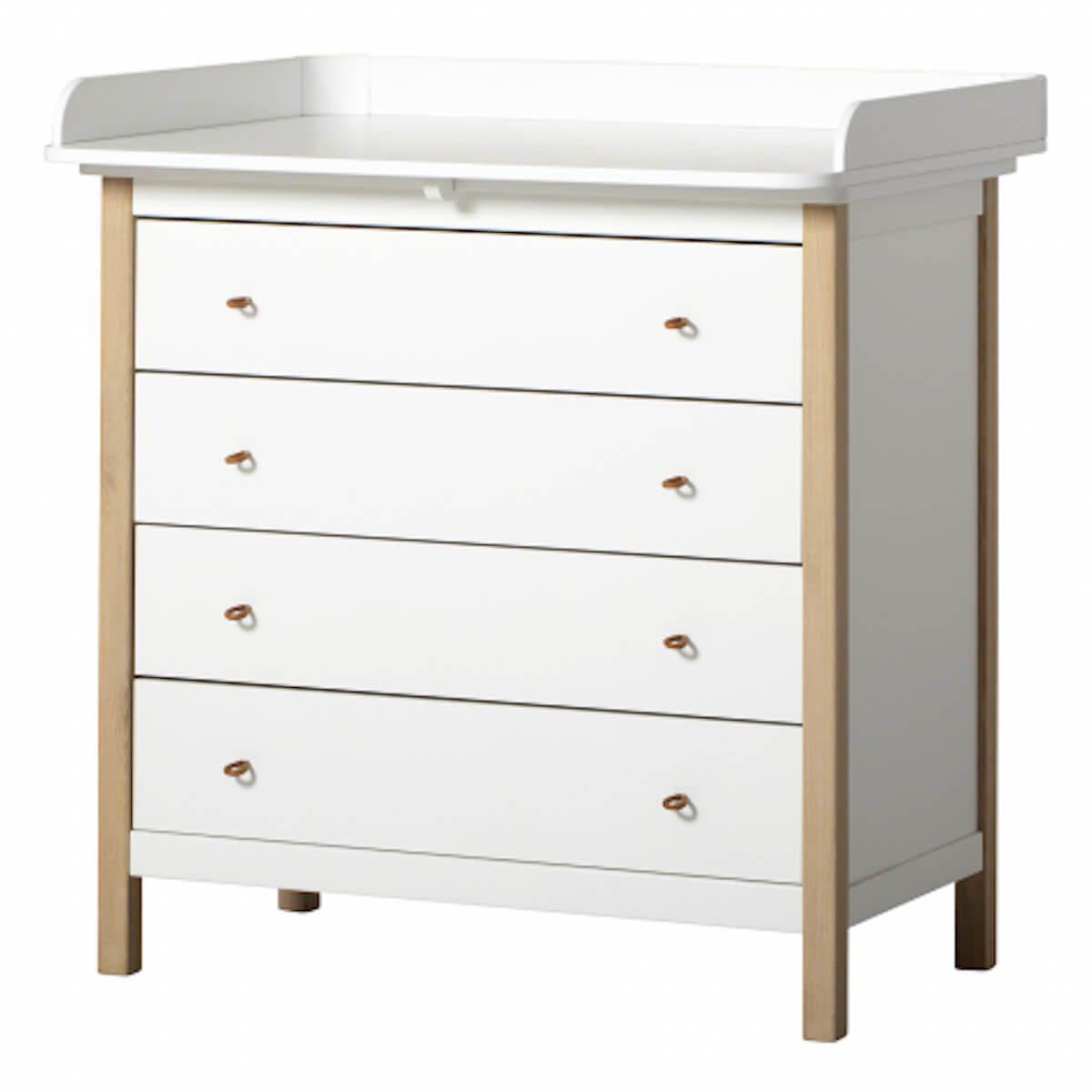 Plan à langer commode 4 tiroirs WOOD Oliver Furniture blanc