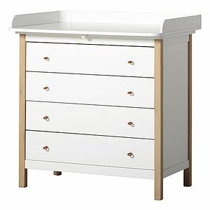 Plan à langer commode 4 tiroirs WOOD Oliver Furniture blanc