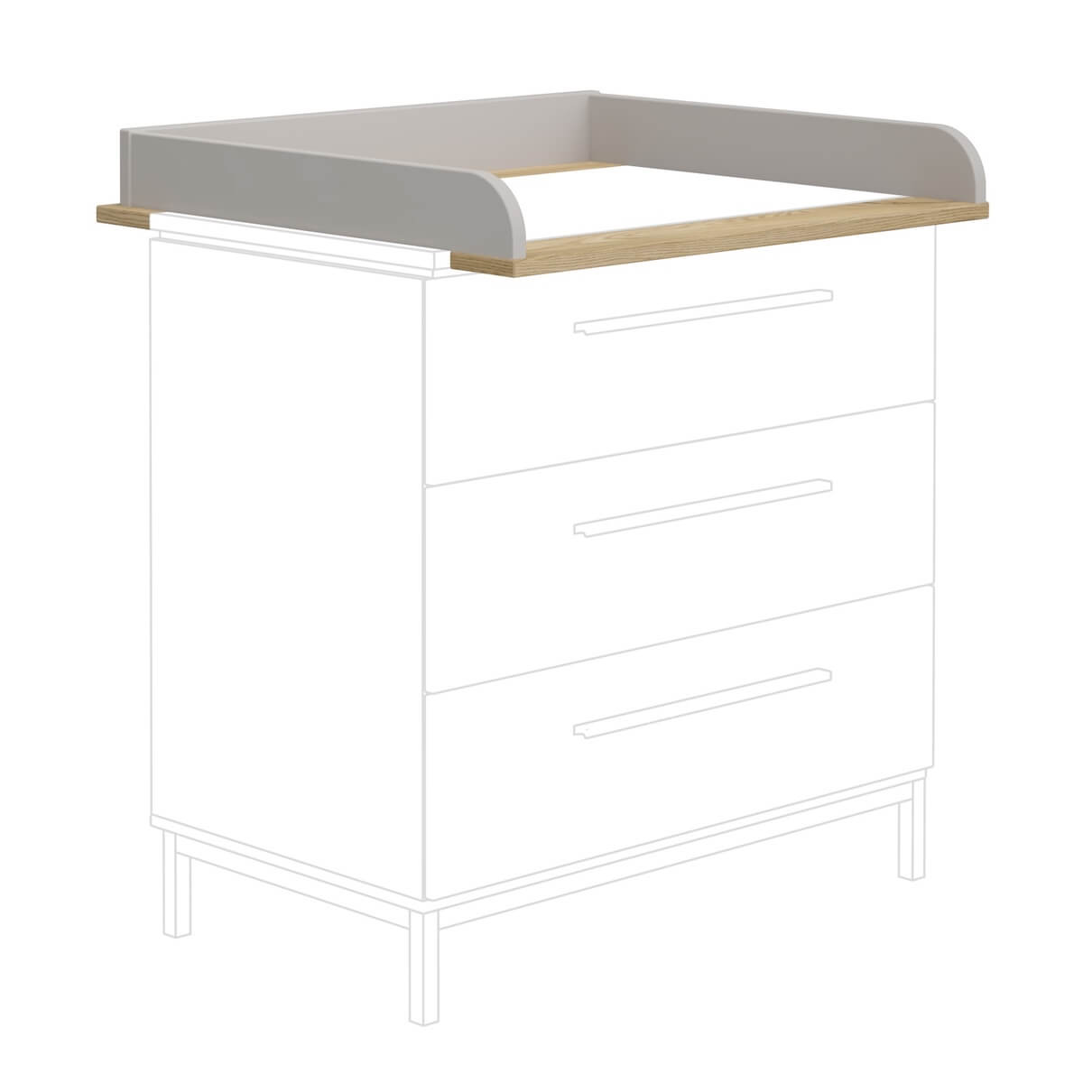 Plan à langer pour commode étroite BENNE Paidi Chêne Montana gris ardoise