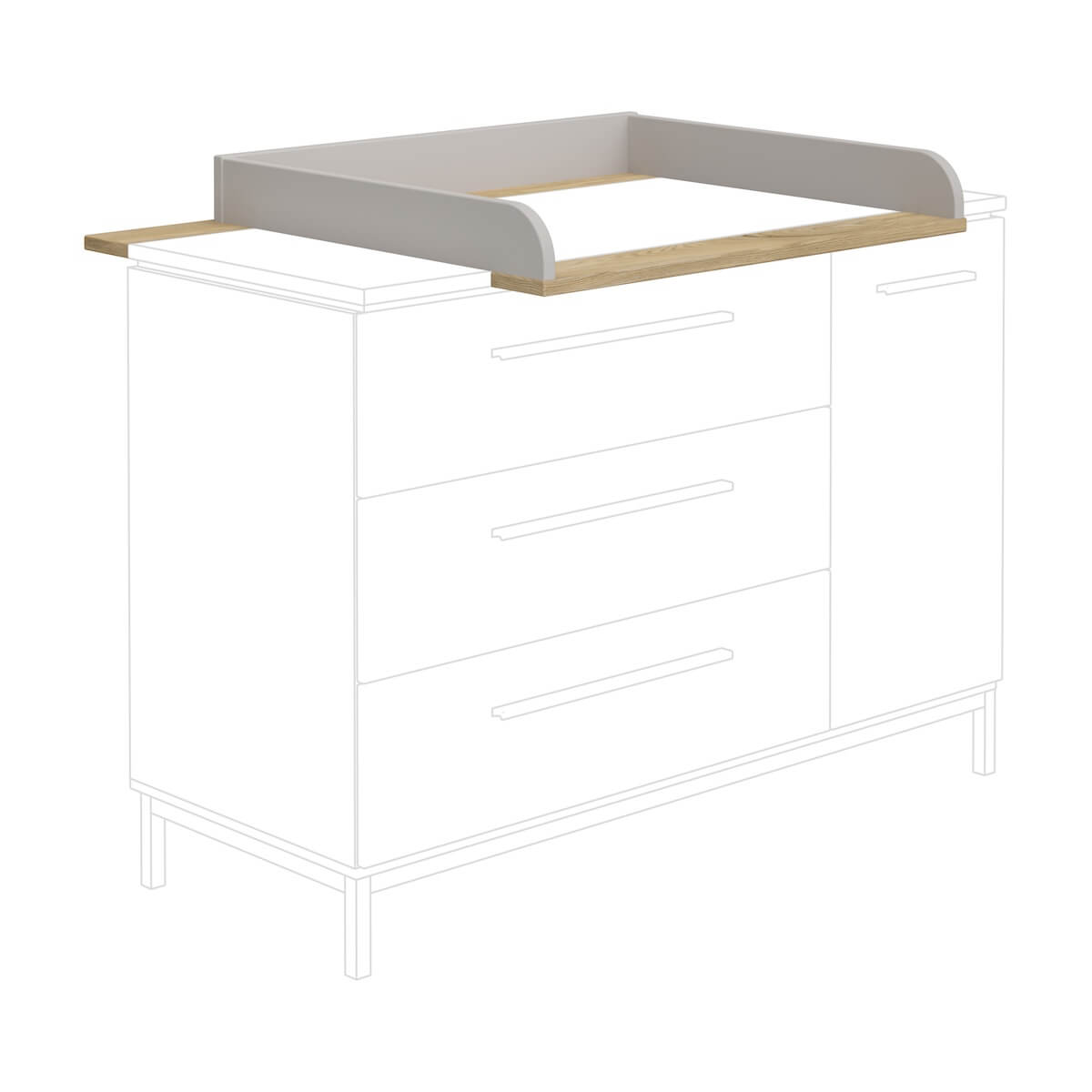 Plan à langer pour commode large BENNE Paidi Chêne Montana gris ardoise