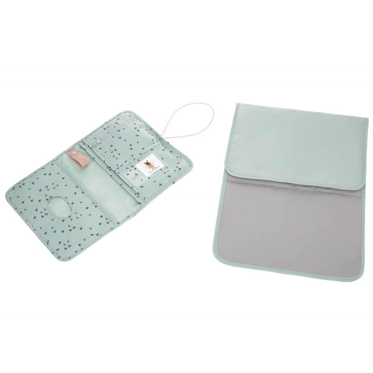 Pochette à langer Laessig floral mint