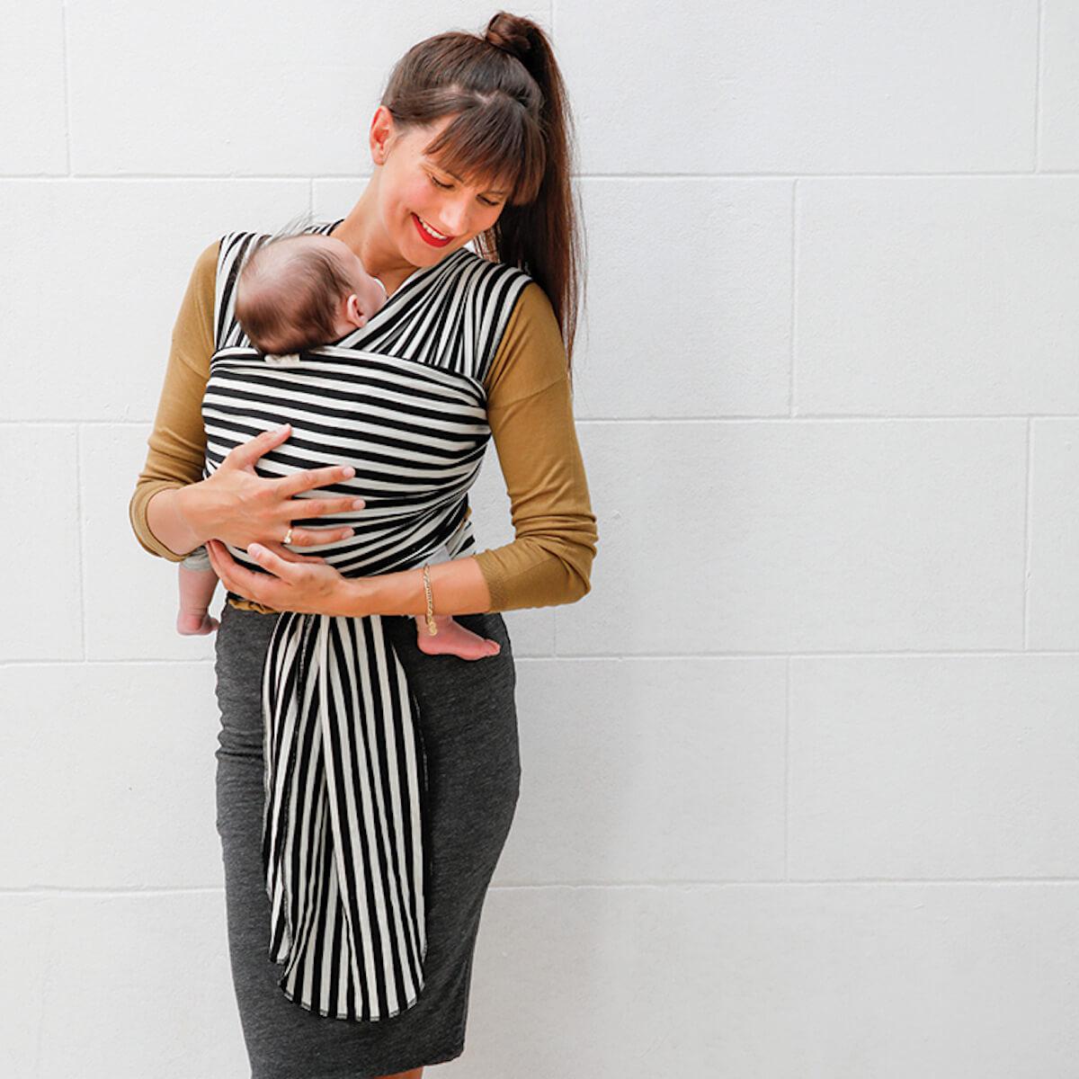Porte bébé écharpe TRICOT SLEN DESIGN Babylonia Black & white stripes 