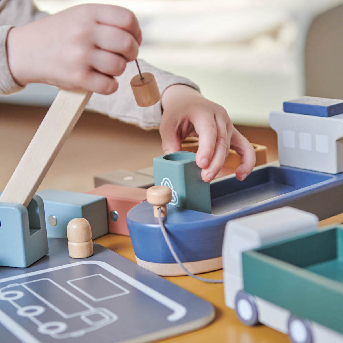 Porte-conteneurs WOOD TOYS Flexa blue