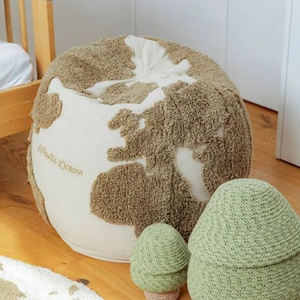 Pouf 45x50cm WORLD MAP Rugcycled Lorena Canals