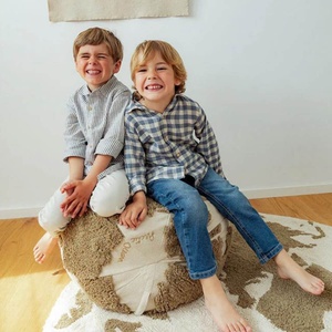 Pouf 45x50cm WORLD MAP Rugcycled Lorena Canals