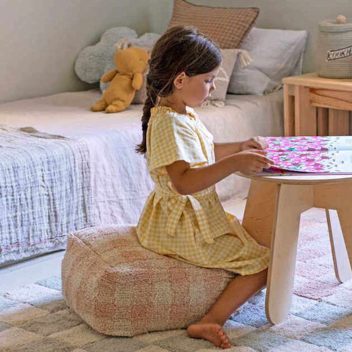 Pouf LITTLE CHEF Lorena Canals Vichy-Rose