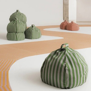 Pouf rond VIBES Nobodinoz Pink mauve stripes
