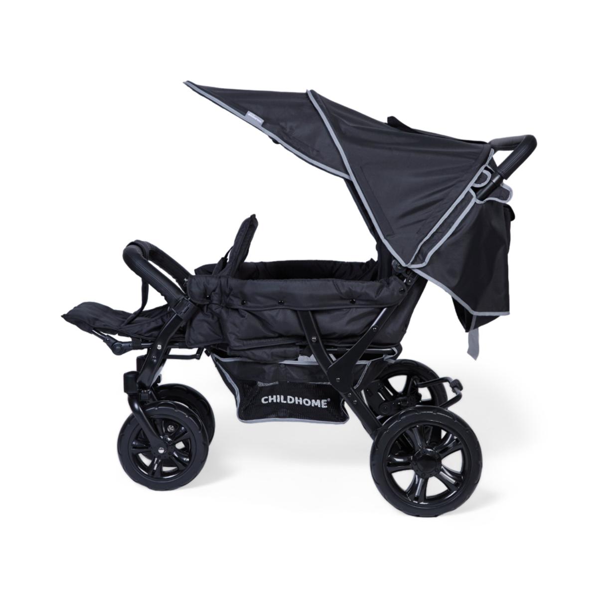 Poussette 3 places TRIPLET + housse de pluie + Sun canopies Childhome noir