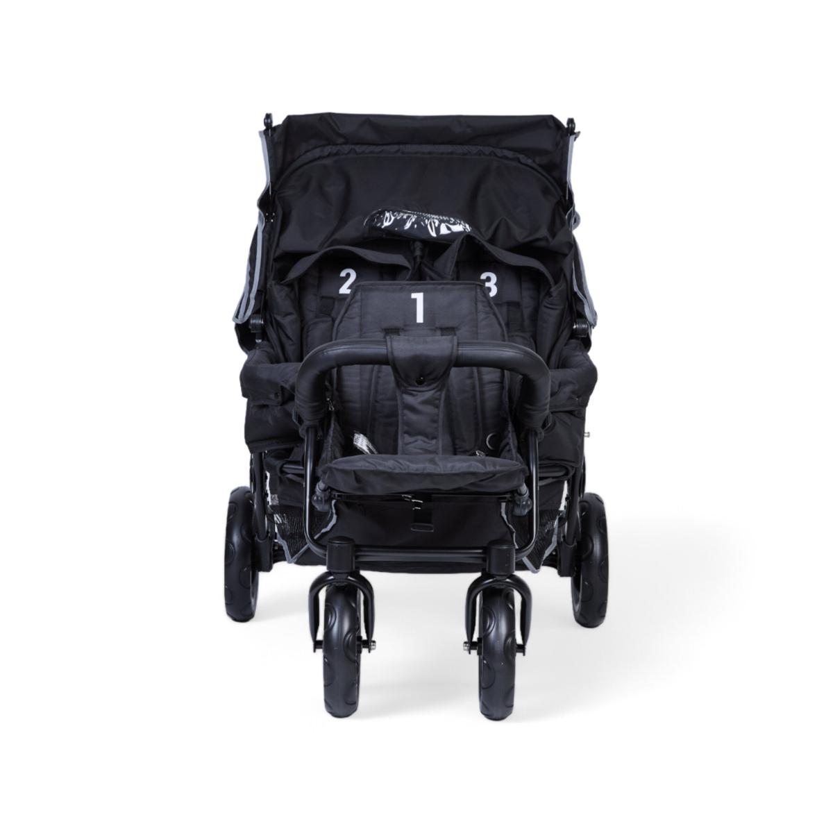 Poussette 3 places TRIPLET + housse de pluie + Sun canopies Childhome noir