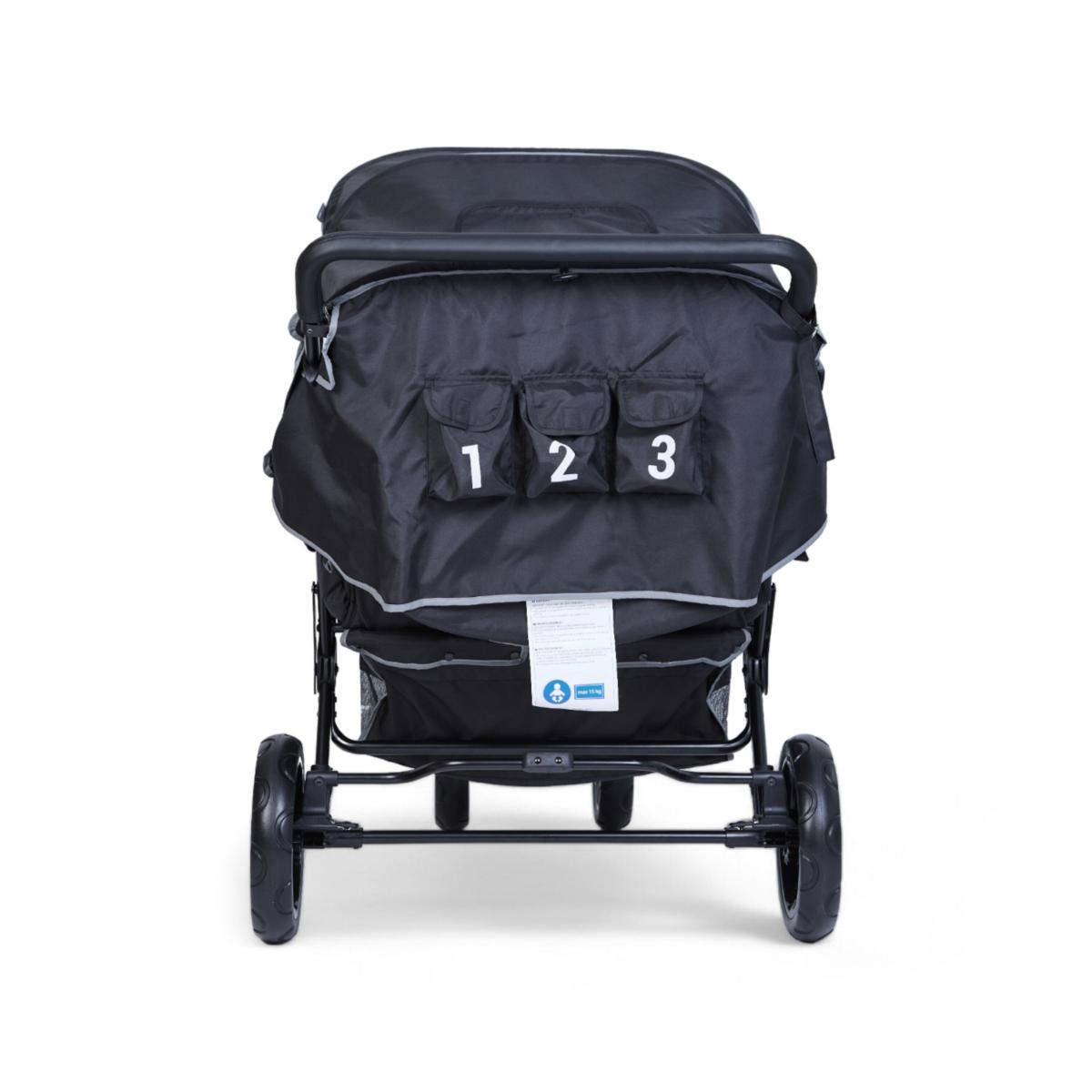 Poussette 3 places TRIPLET + housse de pluie + Sun canopies Childhome noir