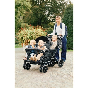 Poussette 4 places QUADRUPLE + housse de pluie + Sun canopies Childhome noir