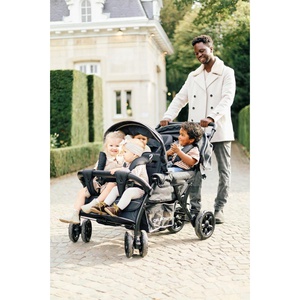 Poussette 4 places QUADRUPLE + housse de pluie + Sun canopies Childhome noir