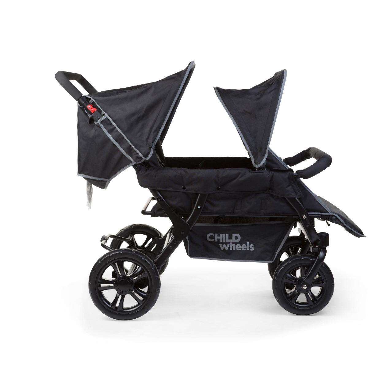 Poussette 4 places TWO BY TWO + housse de pluie Childhome noir