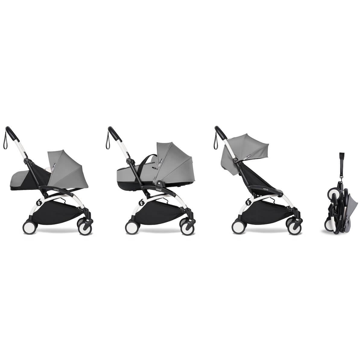 Poussette BABYZEN YOYO² complète 0+/6+ et nacelle blanc-gris