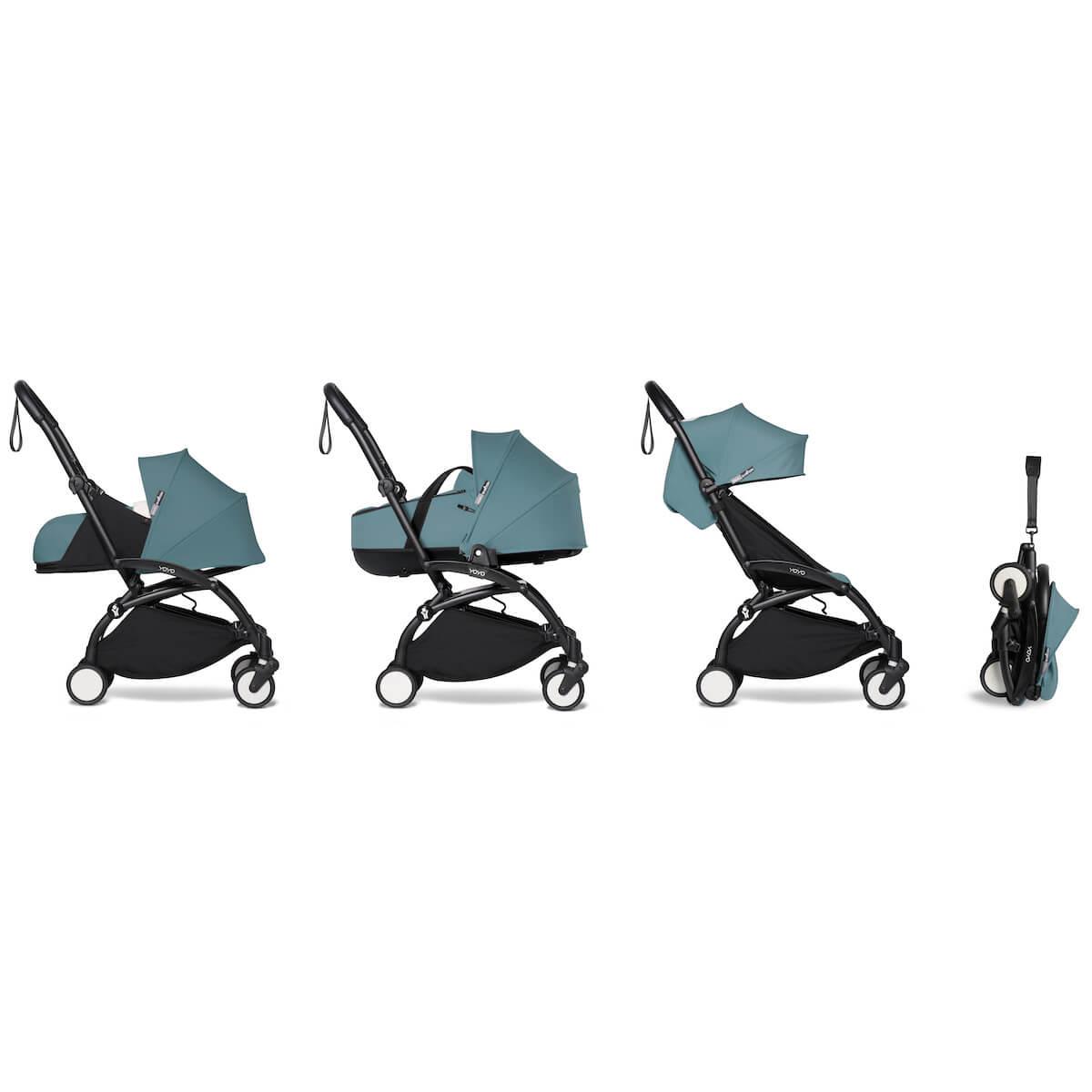 Poussette BABYZEN YOYO² complète 0+/6+ et nacelle noir-aqua