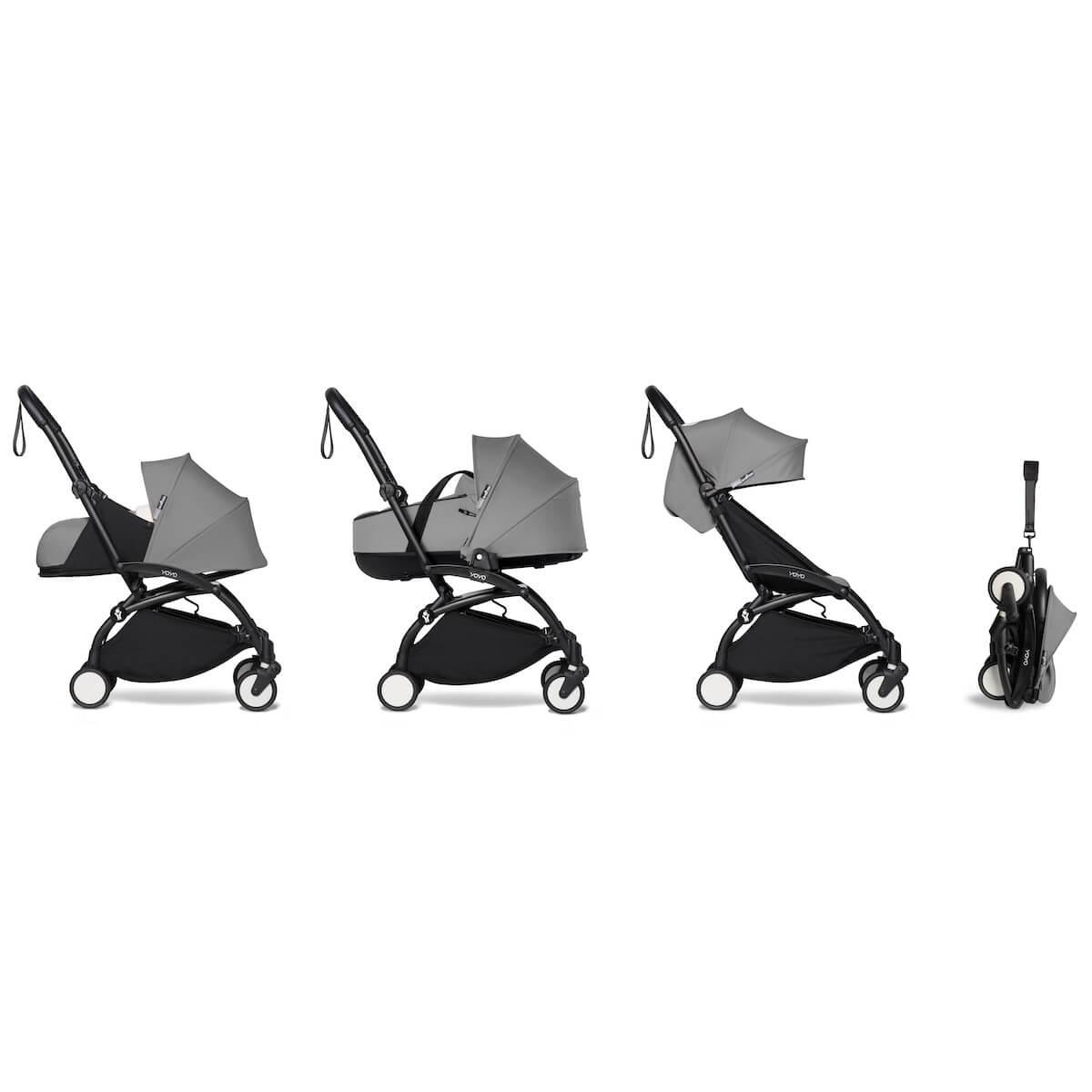 Poussette BABYZEN YOYO² complète 0+/6+ et nacelle noir-gris