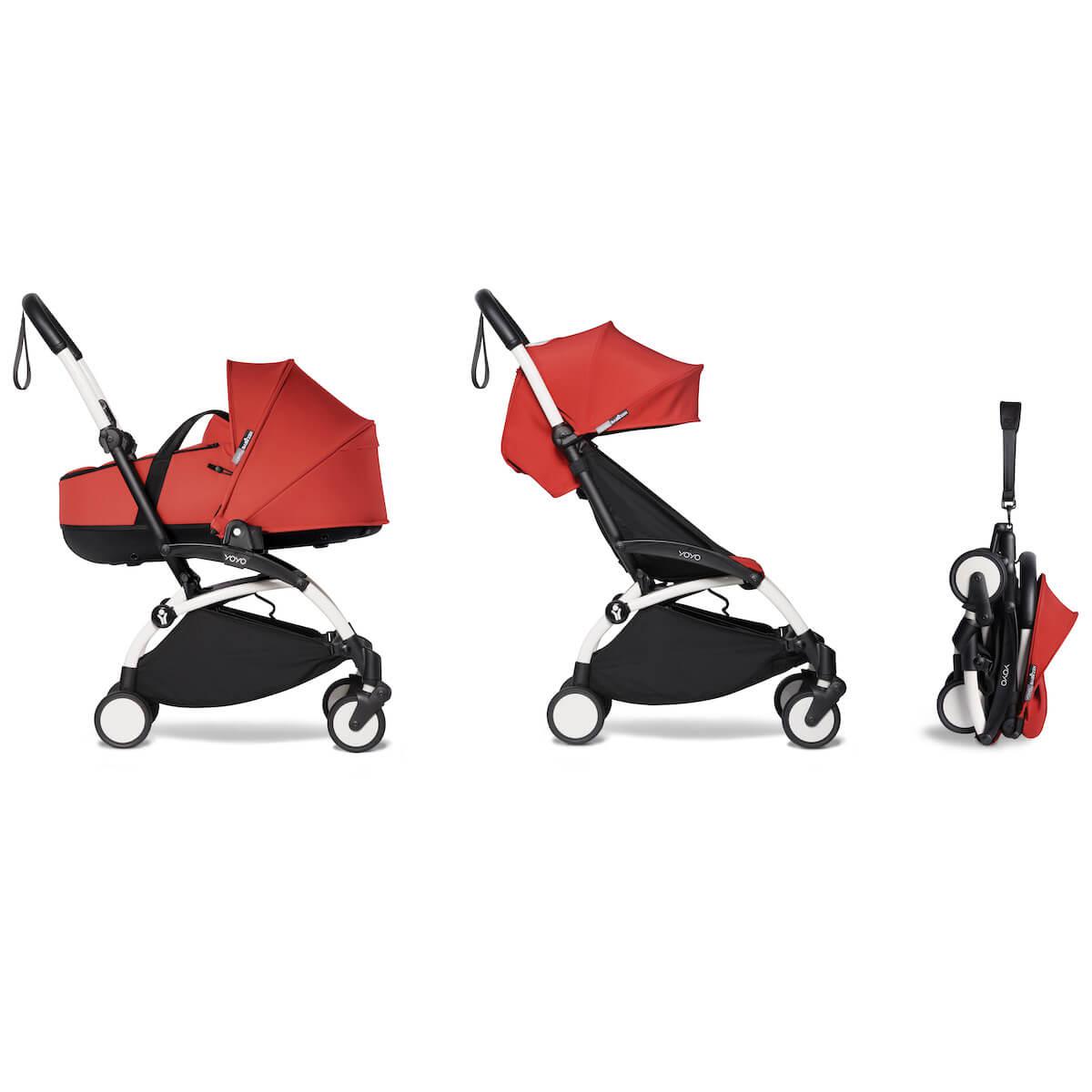 Poussette BABYZEN YOYO² complète nacelle 6+ blanc-rouge