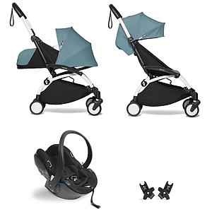 Poussette BABYZEN YOYO² tout en un 0+/6+ et siège auto blanc-aqua