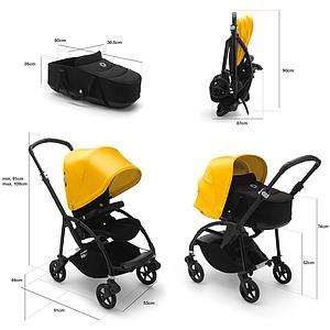 Poussette complète bugaboo BEE6 noir-gris lemon