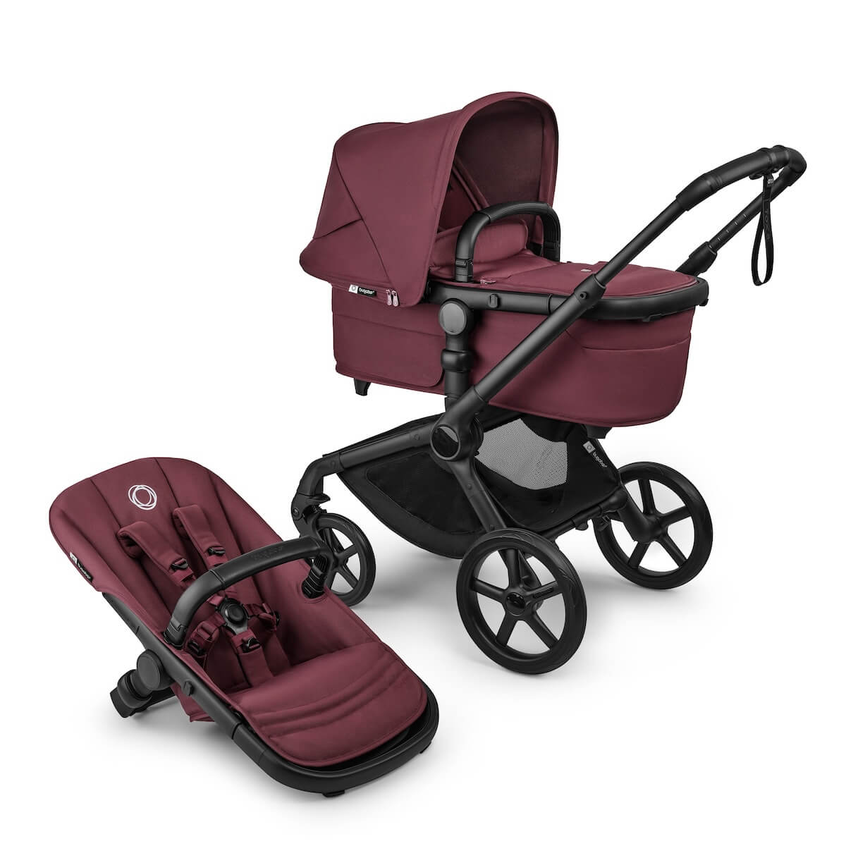 Poussette complète Bugaboo FOX 5 Renew Black Dark cherry