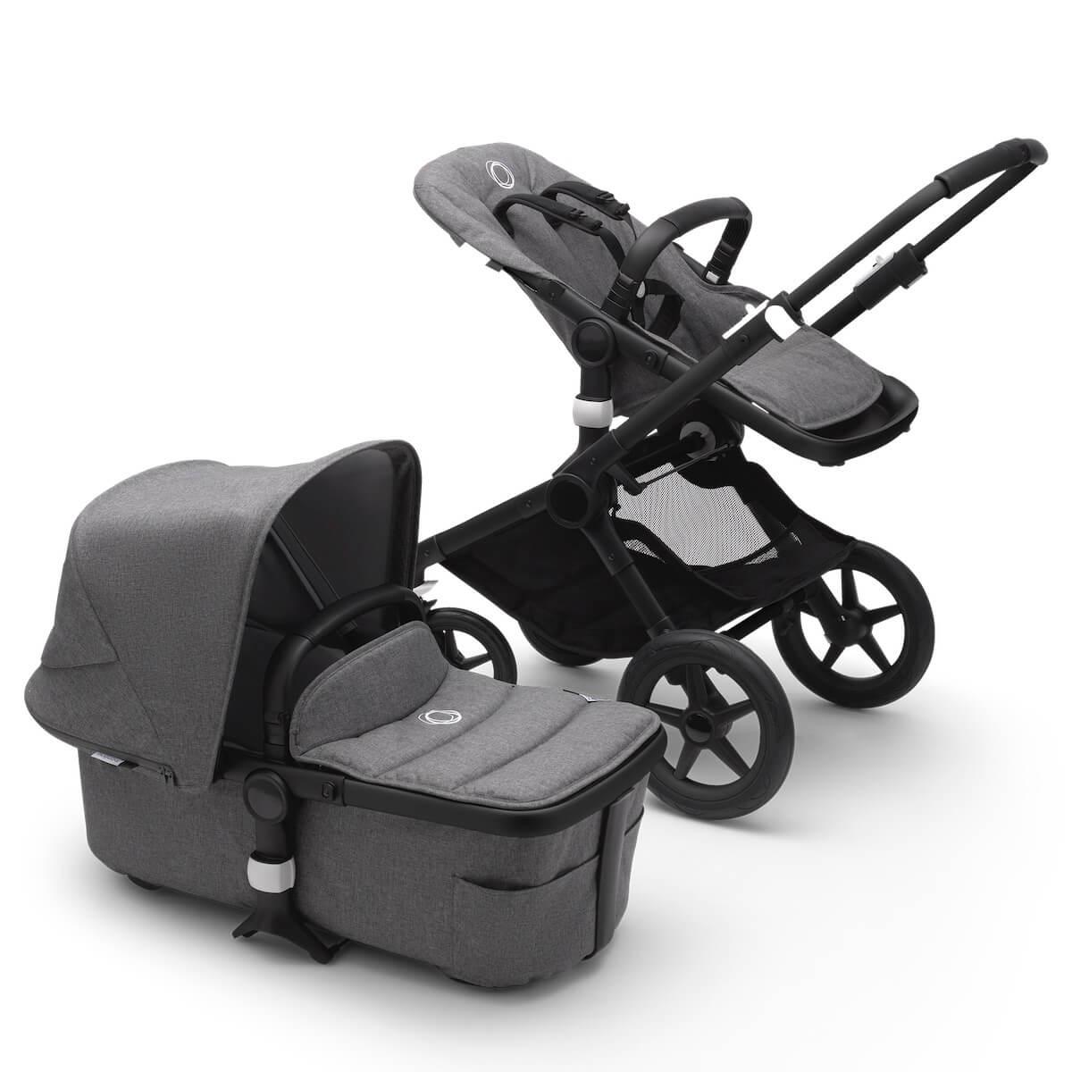 Poussette complète FOX2 Bugaboo noir-gris mélange-gris mélange